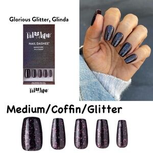 Red Aspen Glorious Glitter, Glinda Black Pink Glitter Medium Coffin